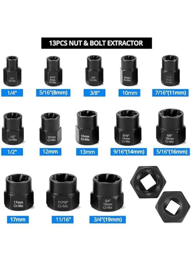 Arabest 28 Pcs Impact Nut/Bolt Removal Drill Bit Kit – Bolt Extractor Tool– Nut Splitter Cracker Set for Removing Socket Screws, Broken Bolts  - Image 3