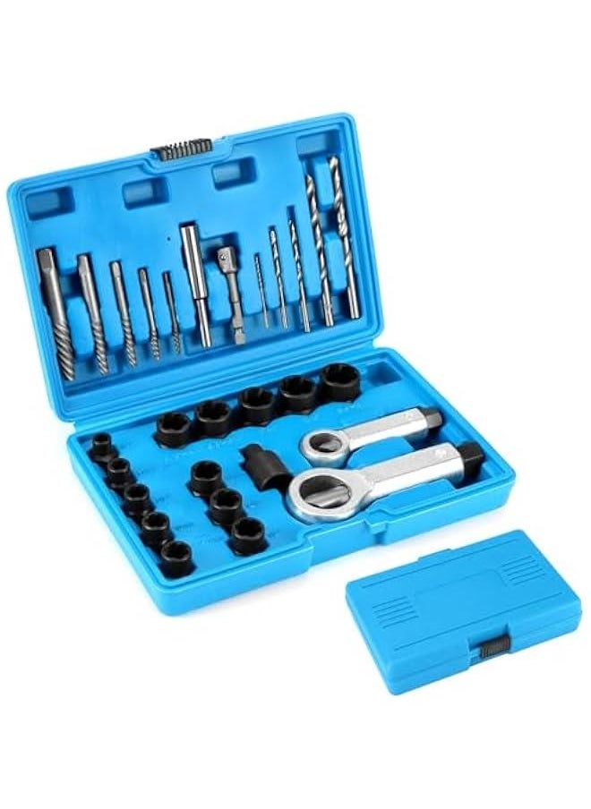 Arabest - 28 Pcs Impact Nut/Bolt Removal Drill Bit Kit – Bolt Extractor Tool– Nut Splitter Cracker Set for Removing Socket Screws, Broken Bolts - Image 1