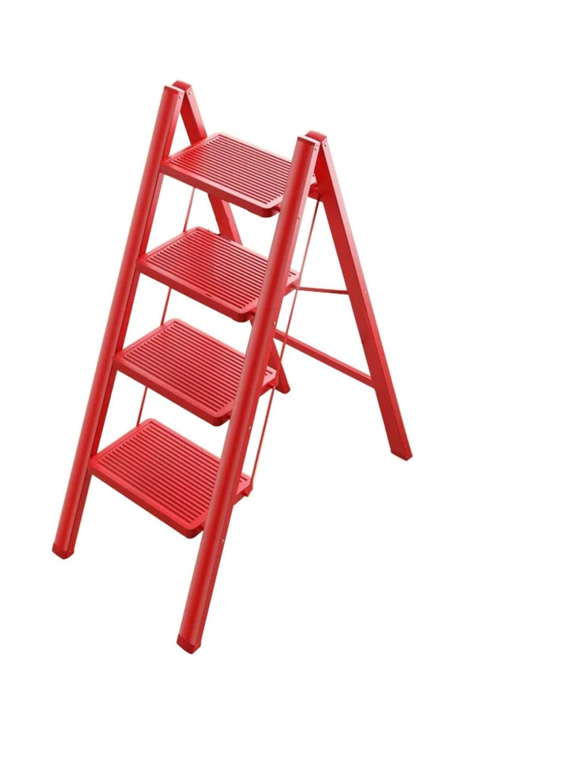 SUNRISE 4 Step Folding Step Stool,Steel Metal Step Stools Non-Slip Pedal,Small Portable Ladder Kitchen Lightweight Home Office Ladders  - Image 1