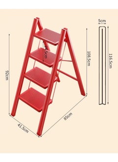 SUNRISE 4 Step Folding Step Stool,Steel Metal Step Stools Non-Slip Pedal,Small Portable Ladder Kitchen Lightweight Home Office Ladders  - Image 3