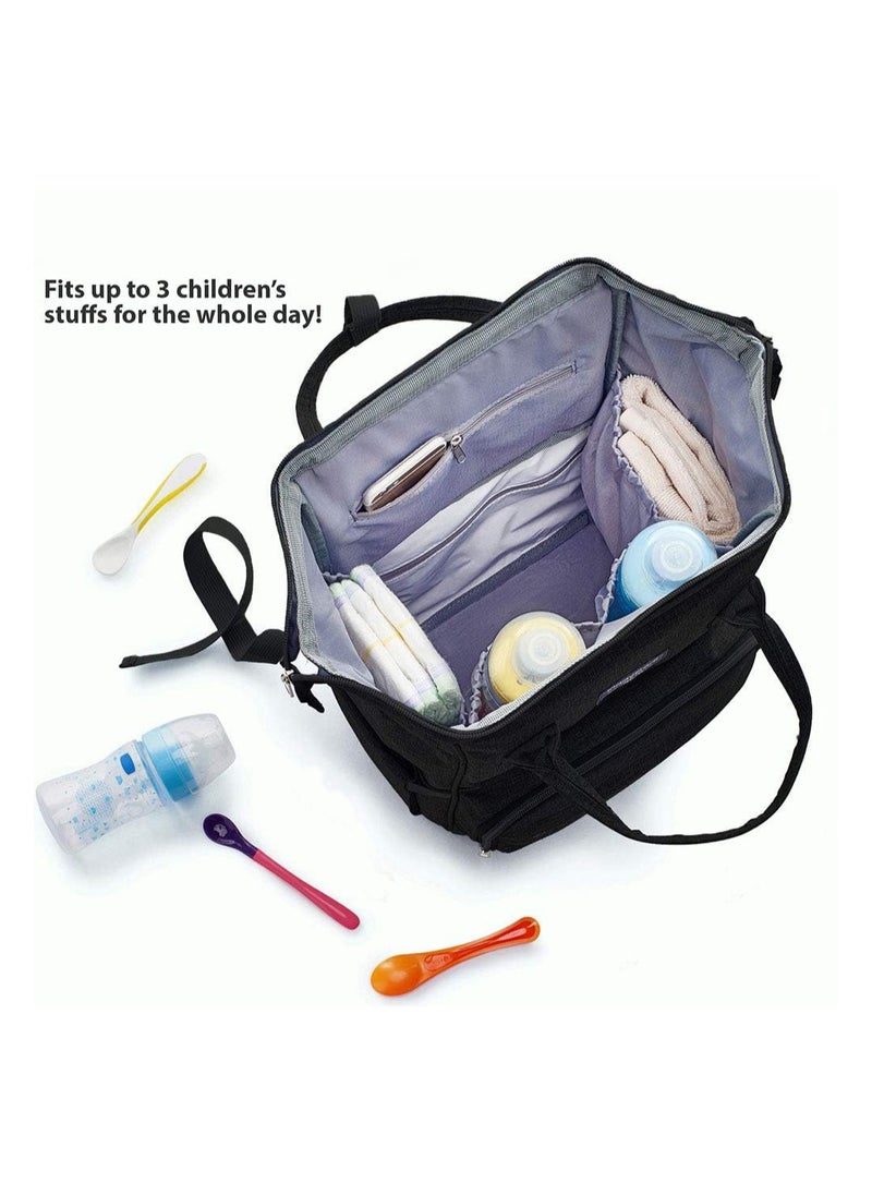 KASTWAVE Baby Changing Bags, Insulated the Baby Bottle Bag, Waterproof Large Capacity Baby Travel Rucksack, Multi-Function Nappy Tote Shoulder Bag Organizer Mum Dad Backpack, Black  - Image 2