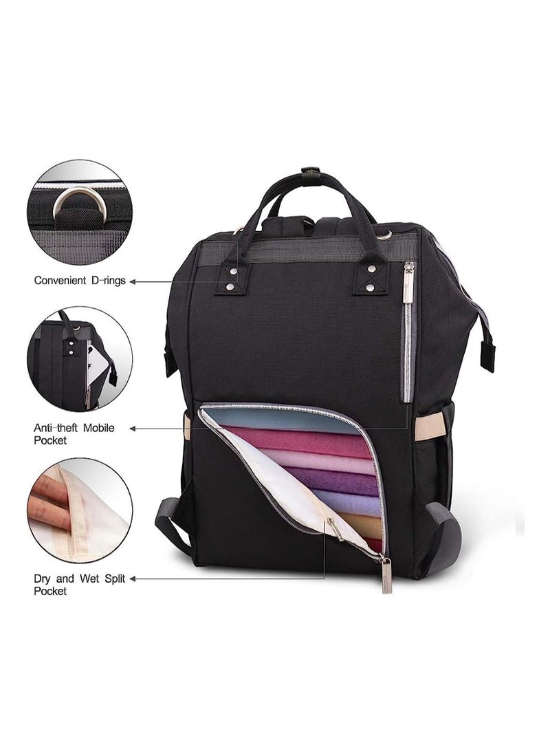 KASTWAVE Baby Changing Bags, Insulated the Baby Bottle Bag, Waterproof Large Capacity Baby Travel Rucksack, Multi-Function Nappy Tote Shoulder Bag Organizer Mum Dad Backpack, Black  - Image 3