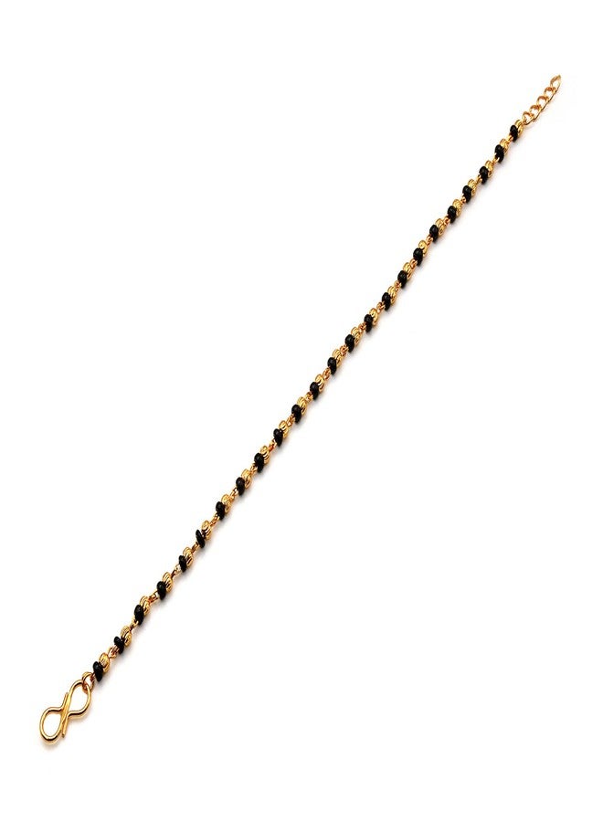 JHB Gold plated Brass Beads Hand Mangalsutra Bracelet for Women - Image 4