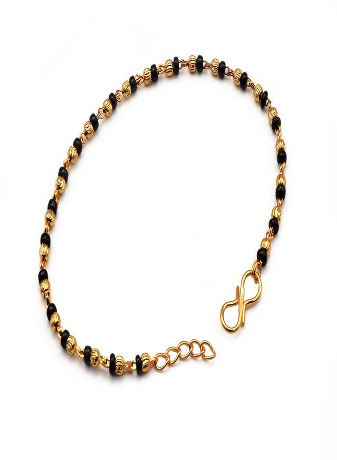JHB Gold plated Brass Beads Hand Mangalsutra Bracelet for Women - Image 2