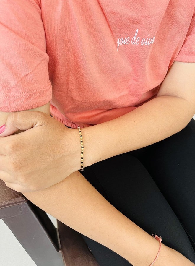 JHB Gold plated Brass Beads Hand Mangalsutra Bracelet for Women - Image 3