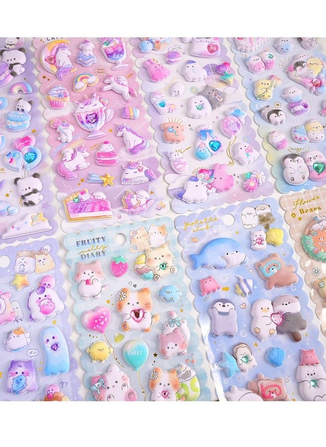 SAJANI Sajani Cute Animal 3D Puffy Sticker, Decorative Deco Book Sticker, Aesthetic Cartoon Foam Sticker for Scrapbook, Diary & Decor, DIY Self Adhesive Puffy Sticker Set for Kids (Ghost)  - Image 3