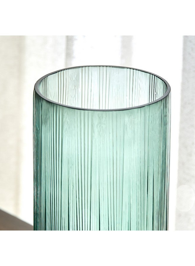 Home Box Auden Ribbed Glass Vase with Base 11.3 x 28 x 11.3 cm  - Image 3