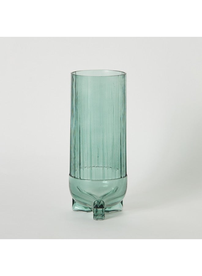 Home Box Auden Ribbed Glass Vase with Base 11.3 x 28 x 11.3 cm  - Image 5