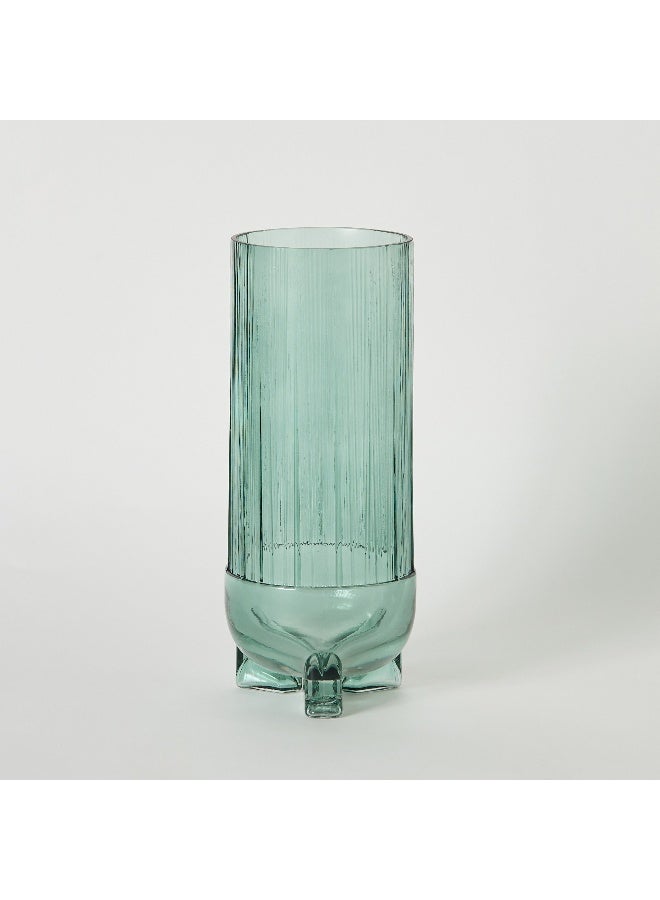 Home Box Auden Ribbed Glass Vase with Base 11.3 x 28 x 11.3 cm - Image 5