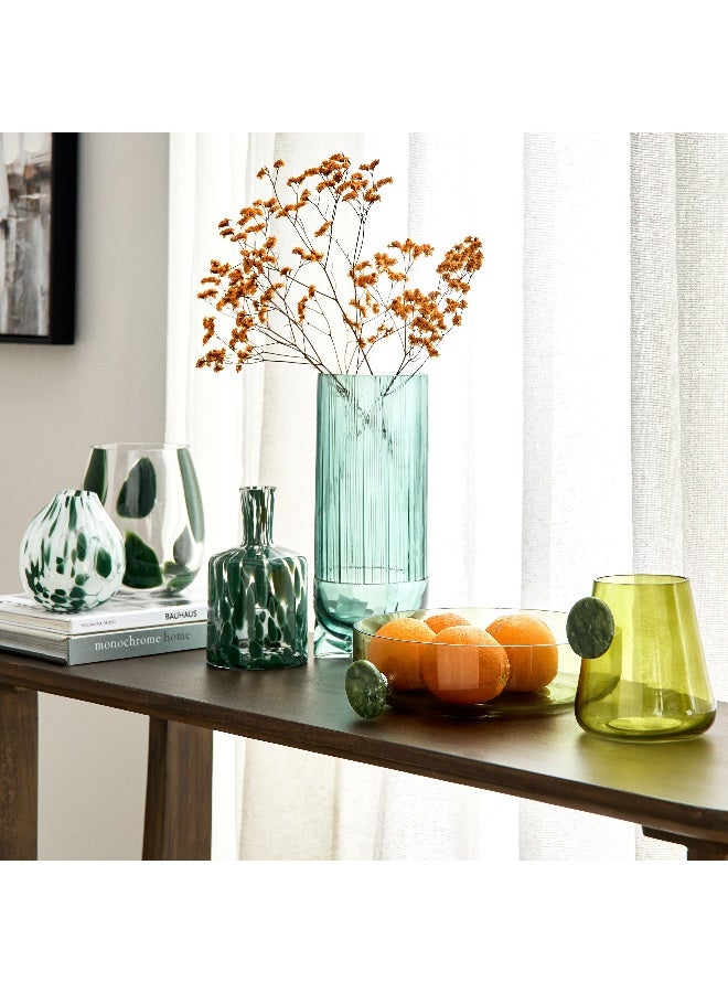 Home Box Auden Ribbed Glass Vase with Base 11.3 x 28 x 11.3 cm - Image 4