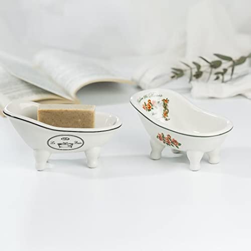 dodococa 1 Piece 5.6" Ceramic Mini Clawfoot Slipper Bathtub Soap Dish Vintage Decortative Bathroom Soap Dish - Image 2