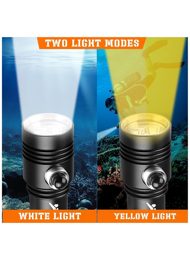 Diving Flashlight 20000 High Lumens Diving Flashlight IPX8 Waterproof Scuba Diving Flashlight Rechargeable Diving Torch for Under Water Deep Sea Cave - Image 2