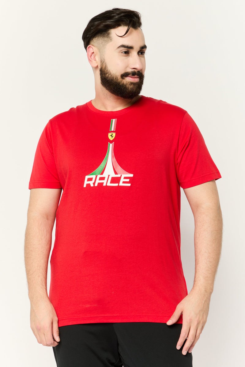 Scuderia Ferrari Men Sportswear Fit Short Sleeve Running T-Shirts, Red - Image 1