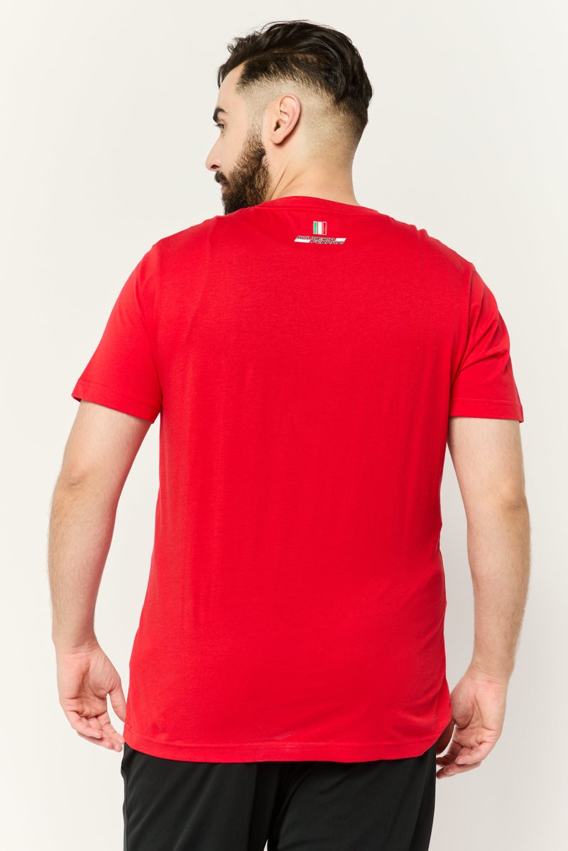 Scuderia Ferrari Men Sportswear Fit Short Sleeve Running T-Shirts, Red - Image 4