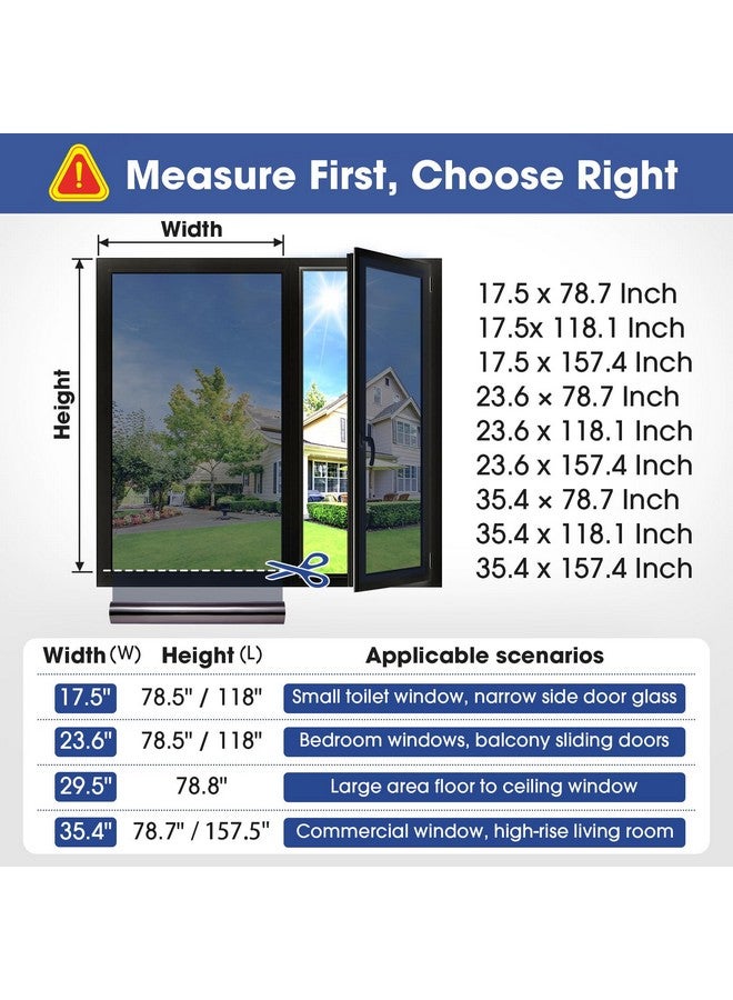 Coavas Coavas One Way Privacy Window Film, Sun Blocking Reflective Window Film See Out Not in, Heat Control Window Tint for Home, Anti UV Static Cling for Windows Office Door (Black, 45.2 Inch X 6.5 Feet)  - Image 5