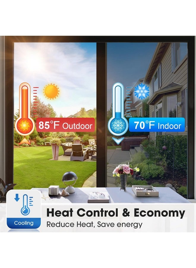 Coavas Coavas One Way Privacy Window Film, Sun Blocking Reflective Window Film See Out Not in, Heat Control Window Tint for Home, Anti UV Static Cling for Windows Office Door (Black, 45.2 Inch X 6.5 Feet)  - Image 2