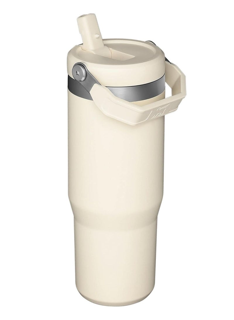 Stanley - Stanley IceFlow Stainless Steel Tumbler with Straw, Vacuum Insulated Water Bottle for Home, Office or Car, Reusable Cup with Straw Leakproof Flip (Cream) - Image 1