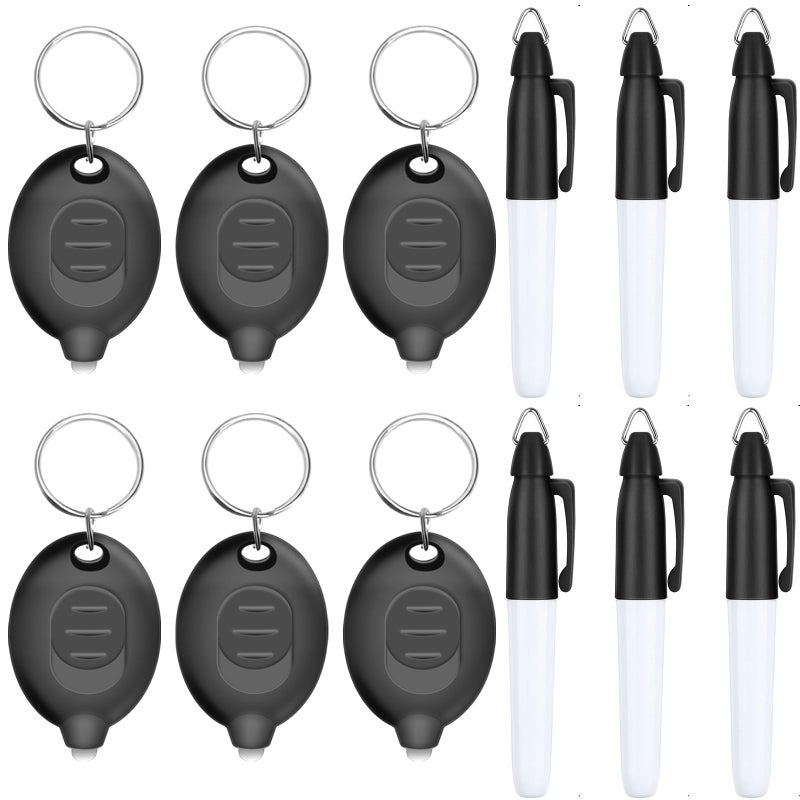 Daemson Mini LED Keychain Flashlights & Permanent Marker Pens, Badge Lights for Nurses 12 Lumen Battery Powered, Badge Reel Pen for Nurses Doctor Office Outdoor Gift (12PCS) - Image 1