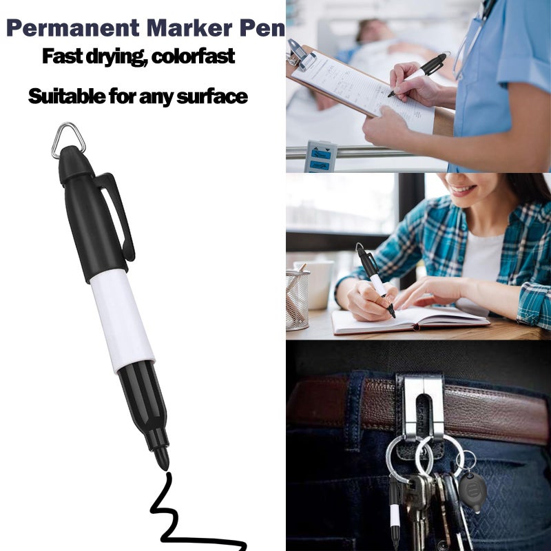 Daemson Mini LED Keychain Flashlights & Permanent Marker Pens, Badge Lights for Nurses 12 Lumen Battery Powered, Badge Reel Pen for Nurses Doctor Office Outdoor Gift (12PCS) - Image 3