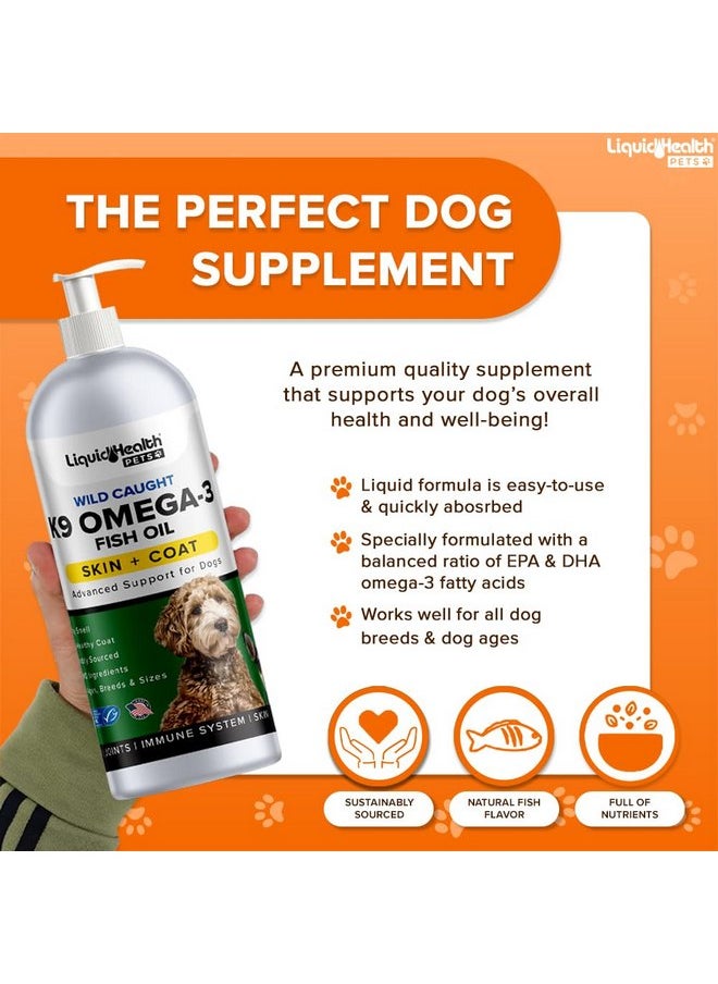 ليكويد هيلث زيت السمك أوميغا 3 السائل من شركة Liquid Health Pets K9 للكلاب - أوميغا 3 السائل للكلاب مع حمض إيكوسابنتينويك + حمض دوكوساهيكسانويك + حمض الدوكوساهيكسانويك، مكمل غذائي لتساقط شعر الكلاب قد يقلل من الحكة ويدعم صحة المفاصل والمناعة والدماغ والقلب (16 أونصة)  - Image 2