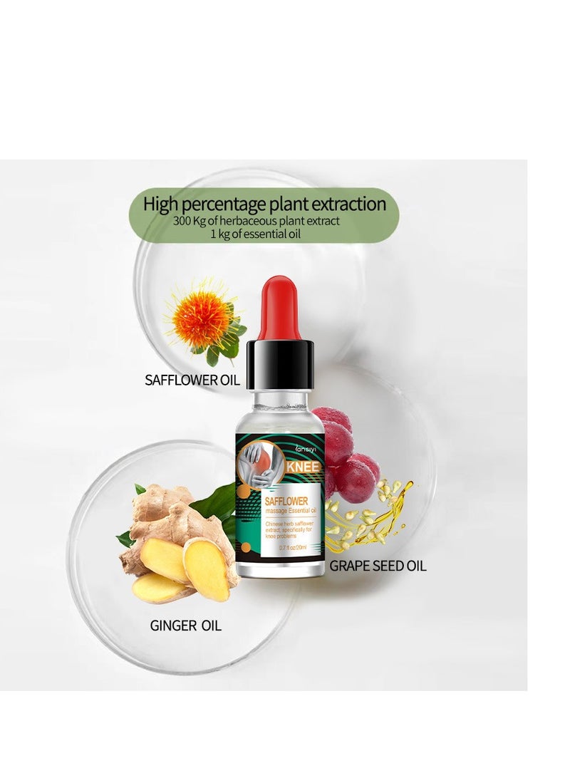 lansiyi 20ml Natural Extract Herbal Massage Oil for Knee Pain Sore Relief Soothing Warming Relaxing Joints Muscles Includes Safflower and Ginger Oil - Image 4