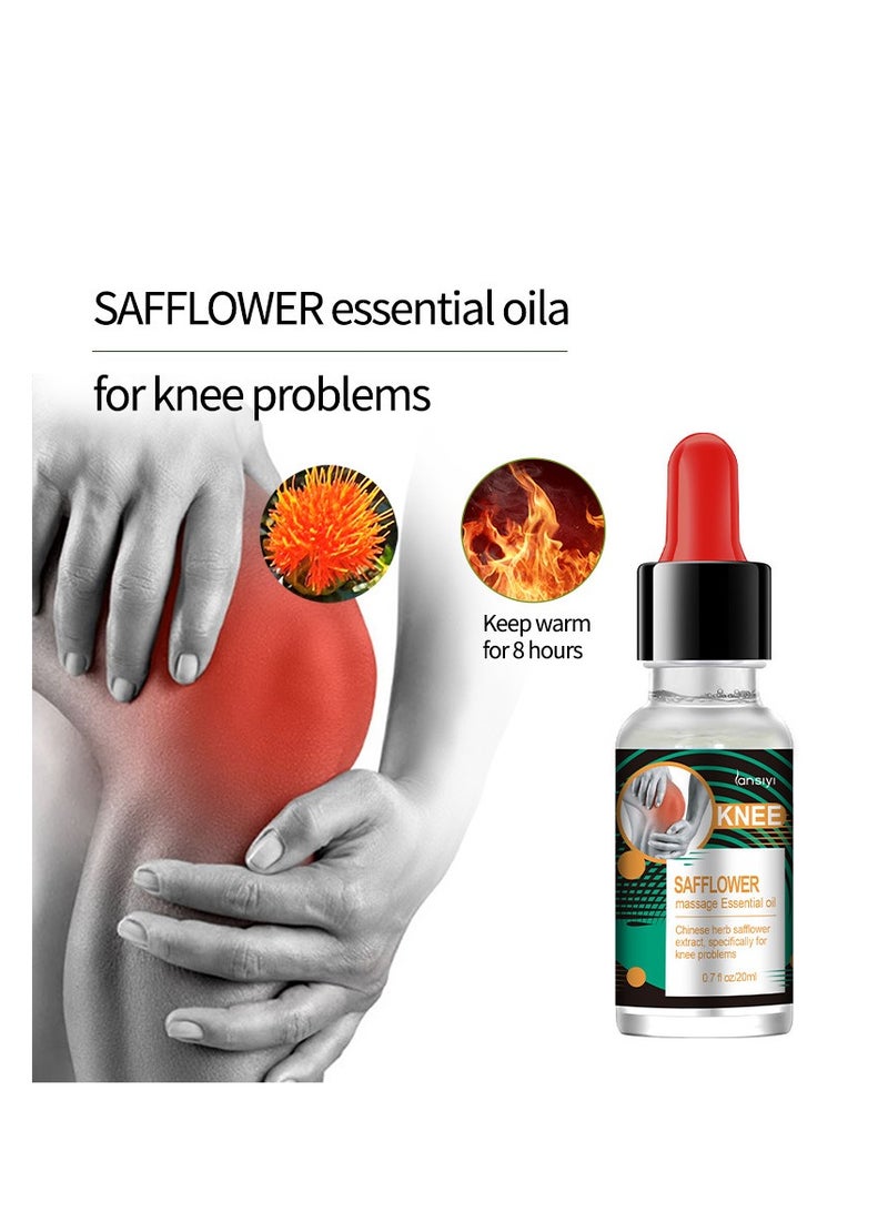 lansiyi 20ml Natural Extract Herbal Massage Oil for Knee Pain Sore Relief Soothing Warming Relaxing Joints Muscles Includes Safflower and Ginger Oil - Image 1