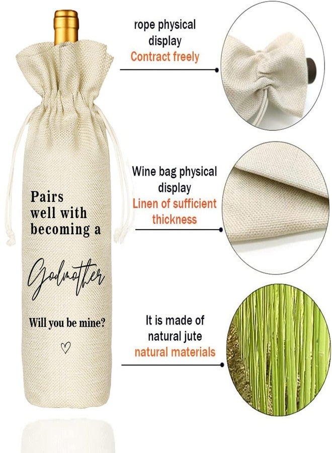 Socive Pairs Well With Becoming a Godmother Wine Bag - Gift For Godmother Aunt, Godparents,Godfather Gifts,Baptism,Baby Shower Wine Gift Bag, Drawstring Reusable Bag(5SW191010) - Image 3