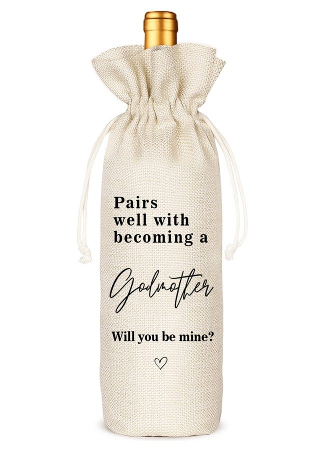 Socive Pairs Well With Becoming a Godmother Wine Bag - Gift For Godmother Aunt, Godparents,Godfather Gifts,Baptism,Baby Shower Wine Gift Bag, Drawstring Reusable Bag(5SW191010) - Image 1