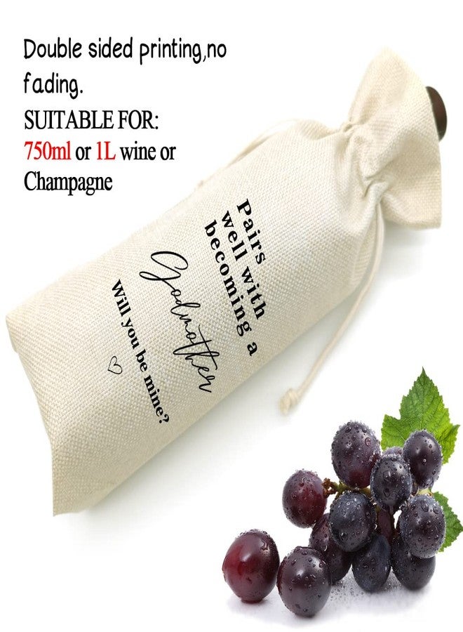 Socive Pairs Well With Becoming a Godmother Wine Bag - Gift For Godmother Aunt, Godparents,Godfather Gifts,Baptism,Baby Shower Wine Gift Bag, Drawstring Reusable Bag(5SW191010) - Image 4