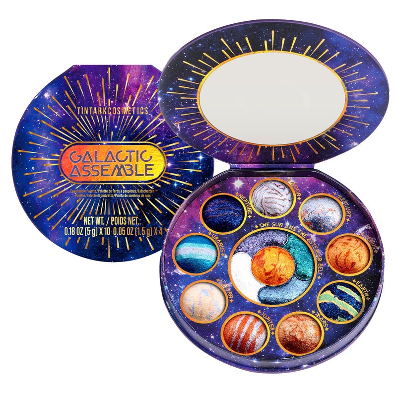 Tintark Galactic Assemble Eyeshadow Palette â€“ Solar System Inspired 3D Planet Design, 14 Handcrafted Shimmer & Metallic Shades with Creamy Wet Texture, High-Pigmented Makeup Palette Gifts for Women & Girls - Image 1