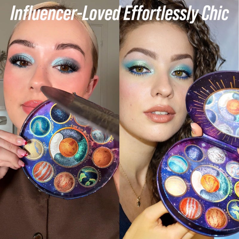 Tintark Galactic Assemble Eyeshadow Palette â€“ Solar System Inspired 3D Planet Design, 14 Handcrafted Shimmer & Metallic Shades with Creamy Wet Texture, High-Pigmented Makeup Palette Gifts for Women & Girls - Image 4