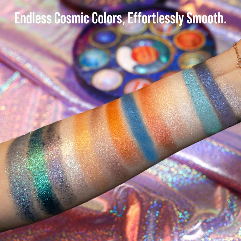 Tintark Galactic Assemble Eyeshadow Palette â€“ Solar System Inspired 3D Planet Design, 14 Handcrafted Shimmer & Metallic Shades with Creamy Wet Texture, High-Pigmented Makeup Palette Gifts for Women & Girls - Image 2