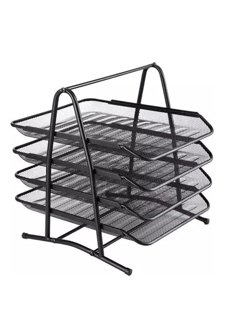Generic Metal Paper Tray 4 Tier, Document organizer for Desk Accessories,Office Supplies, Files Organizer racks, Mesh File, Folders, Mails, A4 papers Table organiser, School Books Organizer rack - Image 1