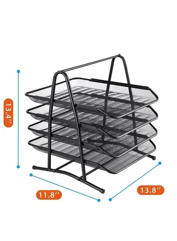 Generic Metal Paper Tray 4 Tier, Document organizer for Desk Accessories,Office Supplies, Files Organizer racks, Mesh File, Folders, Mails, A4 papers Table organiser, School Books Organizer rack - Image 3