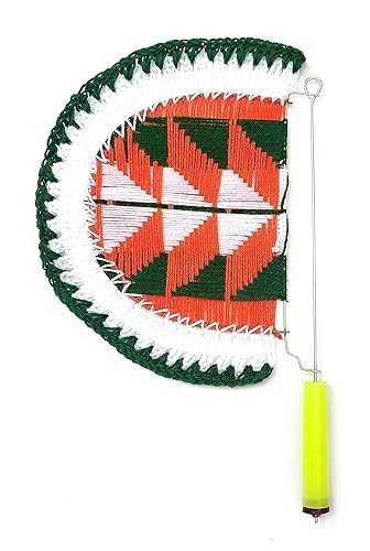 JAGMOOLYA PRODUCTS Indian Hand Knitted Handheld Fan Bena Beejna Hand Knit Crafted Handmade Beautiful Natural Hand Held Fan Cool Air Home Decor and Travel THREAD FAN PACK OF 4 PCS