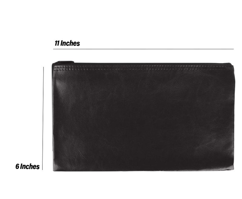 Manaloom Security Bank Deposit/Utility Zipper Coin Bags, 11 X 6 Inches - Leather Zipper Pocket Money Holder, Safe for Cash, Coins, Legal Documents, Receipts - Black - 2 Pack - Image 2