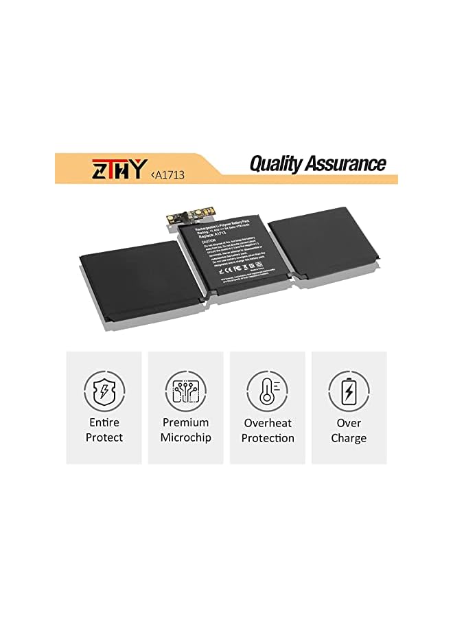 ZTHY 54.5Wh A1713 Laptop Battery Replacement For Pro 13'' Inch A1708 Late 2016 Mid 2017 Series Mll42Ll/A Mluq2Ll/A Emc 2978 3164 020-00946 11.4V 4781Mah With Tools - Image 3