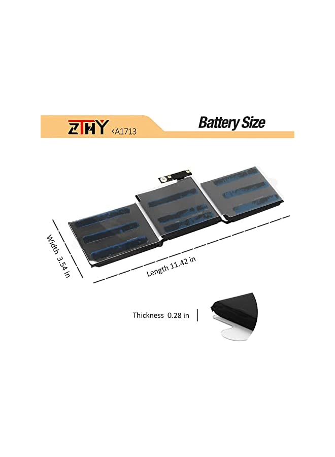 ZTHY 54.5Wh A1713 Laptop Battery Replacement For Pro 13'' Inch A1708 Late 2016 Mid 2017 Series Mll42Ll/A Mluq2Ll/A Emc 2978 3164 020-00946 11.4V 4781Mah With Tools - Image 5