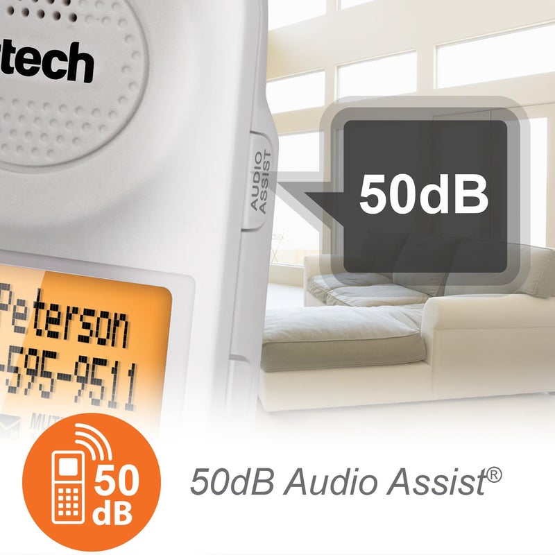 VTech SN5147 Amplified Corded/Cordless Senior Phone with Answering Machine, Big Buttons, 90dB Extra-Loud Visual Ringer, 50dB Audio Assist, Call Blocker, White - Image 5