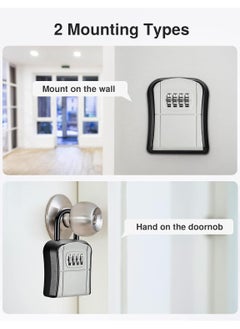 ELIKLIV Portable key lock box, double installation method can be hung and installed. High-quality aluminum alloy and steel, strong and rust-proof and anti-cut. The preset 0-0-0-0 password is easy to reset, and 10,000 combinations are safe and convenient. Large-capacity key storage, no worries about going out. Weather-resistant and anti-rust, suitable for home, office and other scenarios, real estate agents, etc.  - Image 3