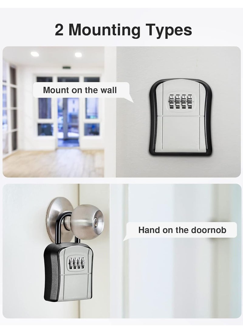 ELIKLIV - Portable key lock box, double installation method can be hung and installed. High-quality aluminum alloy and steel, strong and rust-proof and anti-cut. The preset 0-0-0-0 password is easy to reset, and 10,000 combinations are safe and convenient. Large-capacity key storage, no worries about going out. Weather-resistant and anti-rust, suitable for home, office and other scenarios, real estate agents, etc. - Image 1