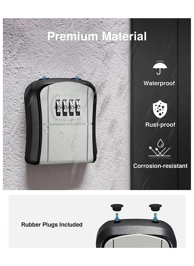 ELIKLIV - Portable key lock box, double installation method can be hung and installed. High-quality aluminum alloy and steel, strong and rust-proof and anti-cut. The preset 0-0-0-0 password is easy to reset, and 10,000 combinations are safe and convenient. Large-capacity key storage, no worries about going out. Weather-resistant and anti-rust, suitable for home, office and other scenarios, real estate agents, etc. - Image 1