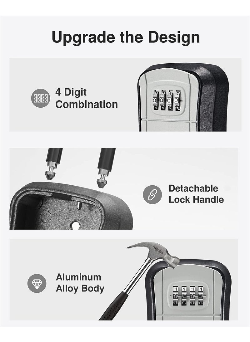 ELIKLIV - Portable key lock box, double installation method can be hung and installed. High-quality aluminum alloy and steel, strong and rust-proof and anti-cut. The preset 0-0-0-0 password is easy to reset, and 10,000 combinations are safe and convenient. Large-capacity key storage, no worries about going out. Weather-resistant and anti-rust, suitable for home, office and other scenarios, real estate agents, etc. - Image 1