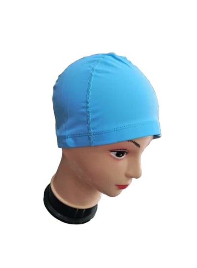 HYORTS® Swimming Cap Pu Waterproof Skin Friendly Fabric for Women Girls Men Boys Swim Cap for Long Hair | Anti Slip Silicone Swiming Cap Ideal for Everyday Use (Sky-Blue) - Image 3