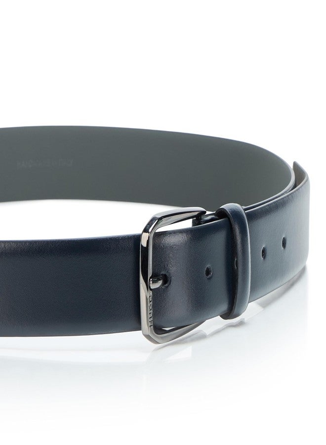 HUGO, Brushed Leather Square Buckled Belt, Midnight Sapphire, 40 - Image 3