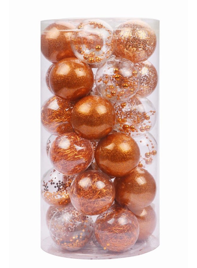 YYCRAFT Shatterproof Clear Plastic Christmas Ball Ornaments 6CM Xmas Balls Baubles Set with Stuffed Delicate Decorations (24 Pcs, Orange) - Image 1