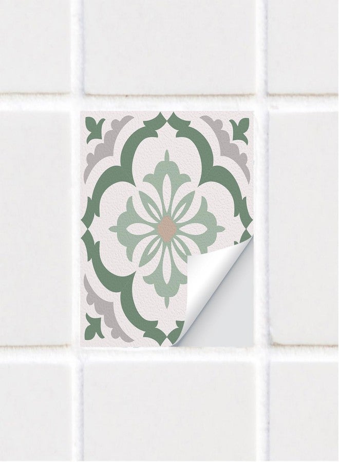 Alwayspon 10Pcs 6x6inch/15x15cm Peel and Stick Vinyl Wall Tile Sticker, Green Floral Textured Self-Adhesive Backsplash Tile Decals Stick on Tiles Waterproof Removable for Kitchen Bathroom - Image 4