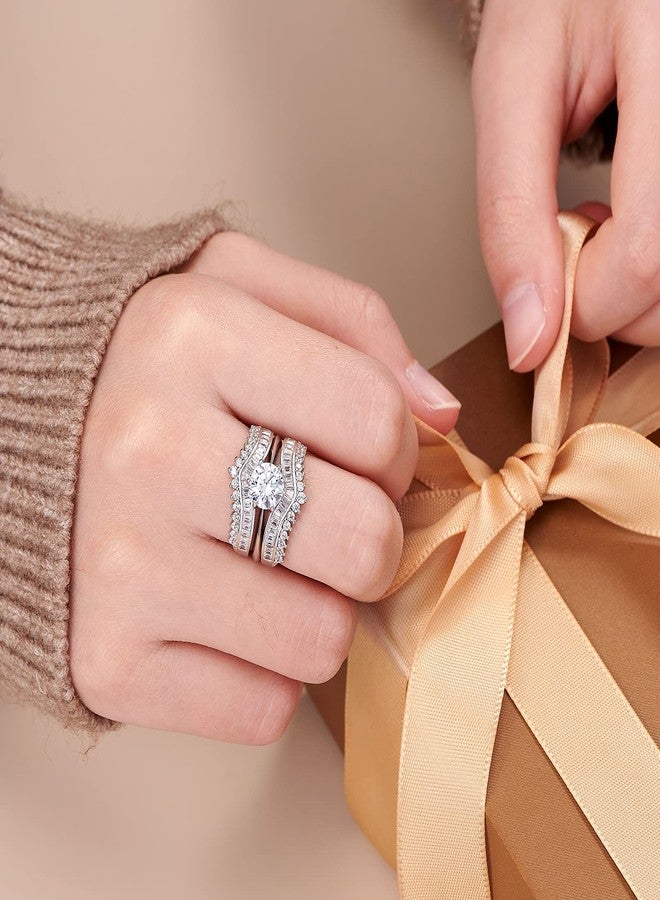 نيو شي جولري خواتم زفاف من نيوشي للمجوهرات للنساء، مرصعة بحجر زركونيا مكعب AAAAA، خاتم خطوبة من الفضة الإسترليني عيار 925، دائري، 3 قيراط، مقاس 7 - Image 4