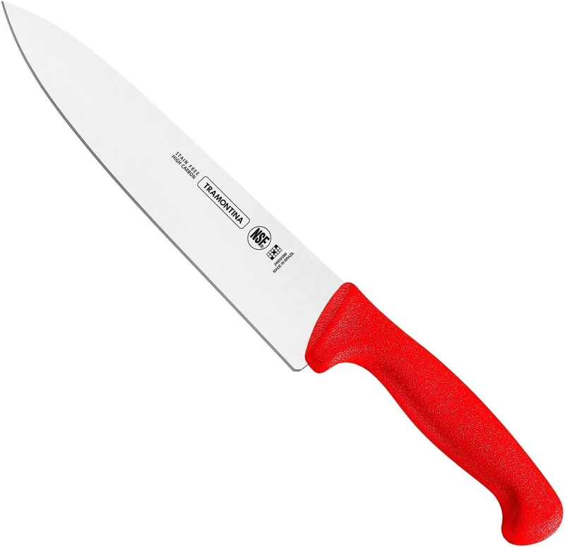 Tramontina Professional Meat Knife – 8-Inch Stainless Steel Blade with Red Textured Polypropylene Handle