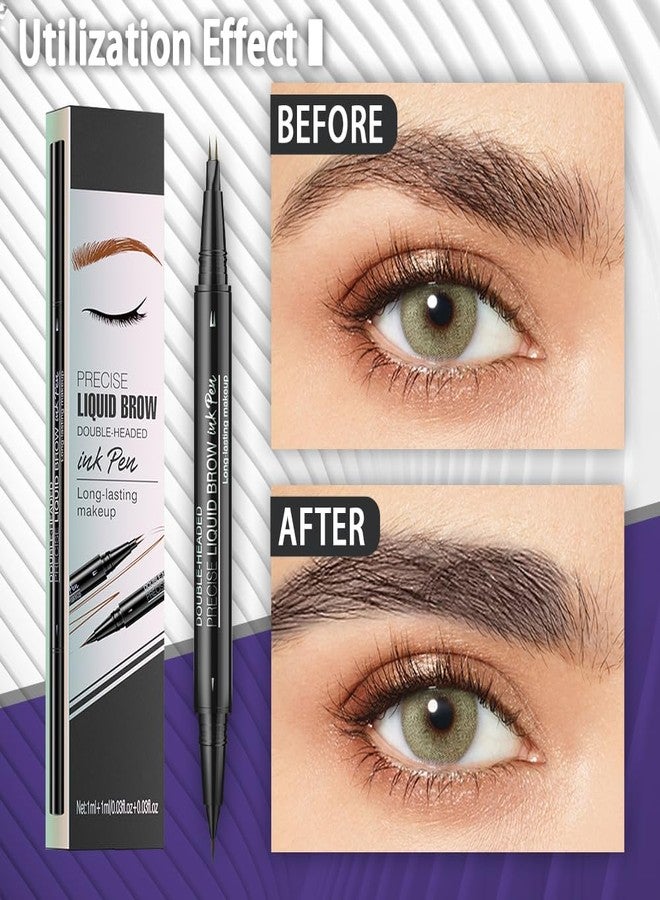 Pinkiou Microblading Eyebrow Pencil, Eyebrow Pen Set 3-Pack, 2-in-1 Dual-Ended Eyebrow Pencil with 2-Fork-Tips and Precision Brush, Includes Brown, Light Brown, and Dark Brown Shades - Image 2
